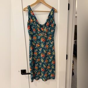 King Louie Floral Midi Dress Women’s Size M | Teal Green | NWT